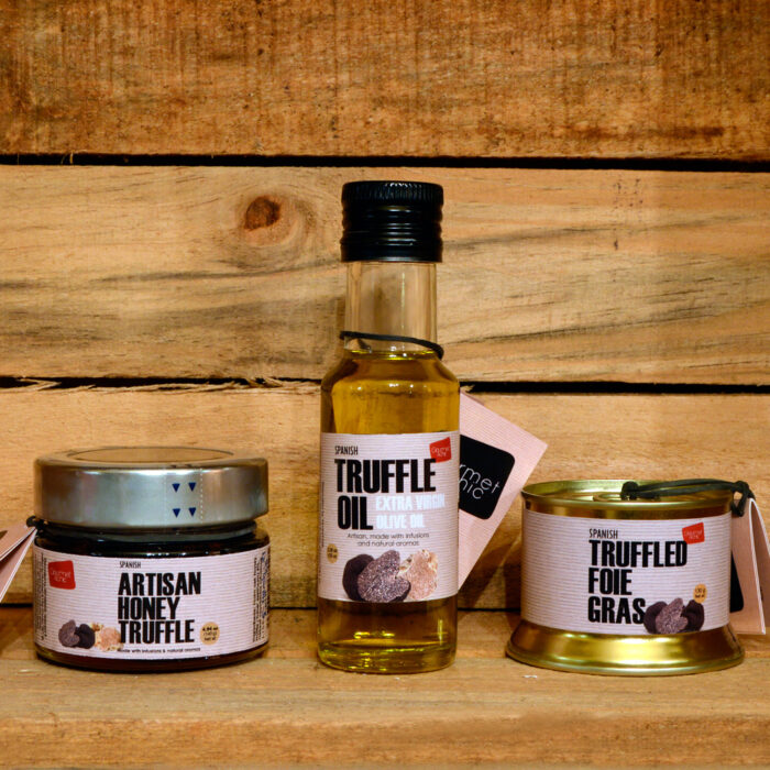 Truffle Foie Gras, Truffle Honey and Truffle Oil Artisanal Combo. Gourmet & Chic.